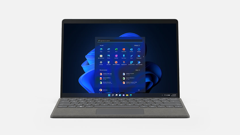 An open Surface Pro 8 laptop.