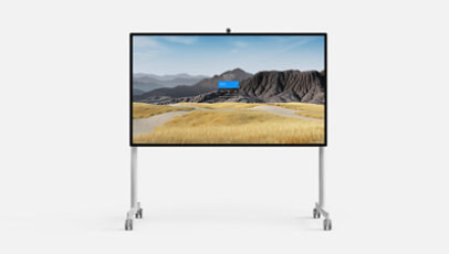 A Hub 2 S large presenting monitor on wheels.