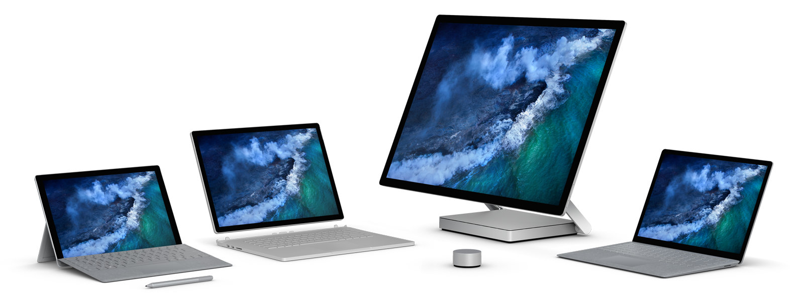 A collection of Surface devices that can be used with Surface Dial.