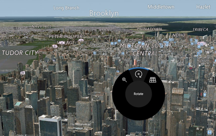 City view in Windows Maps.