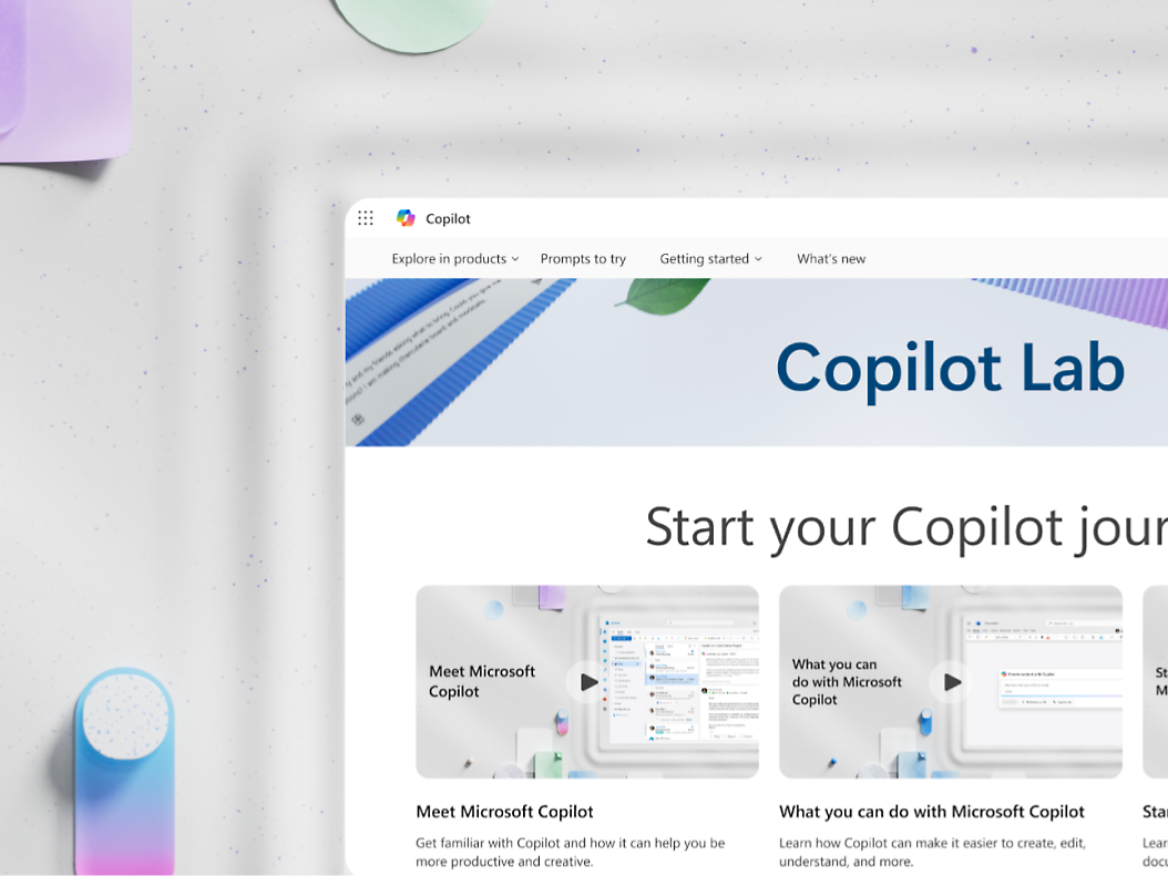A screenshot of a computer displaying the text 'Copilot Lab: Start your Copilot journey