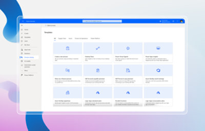 Ventana de Power Automate que muestra diferentes plantillas