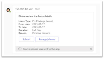 Review Leave pop-up window