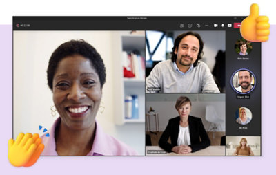 A Teams video call with seven participants.