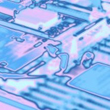 抽象的で様式化されたコンピューター部品のクローズアップイラスト。