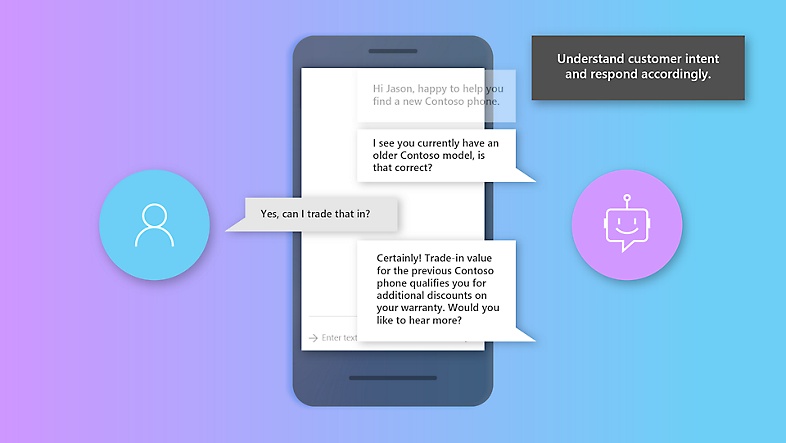 A video showing a conversation between a chatbot and a customer that utilizes conversational and personalized self-service to help the customer help themselves.