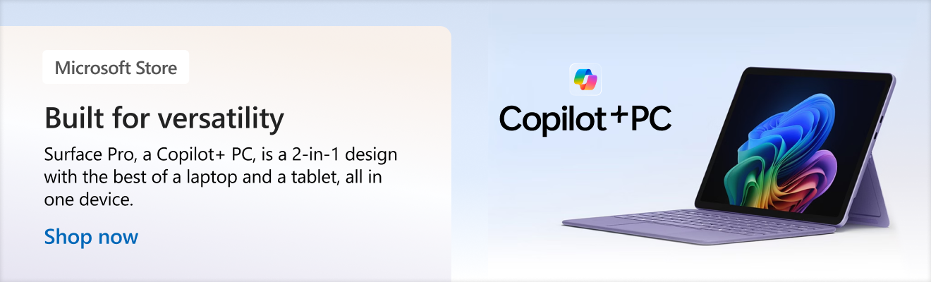 A Surface Pro floating above a pale grey background