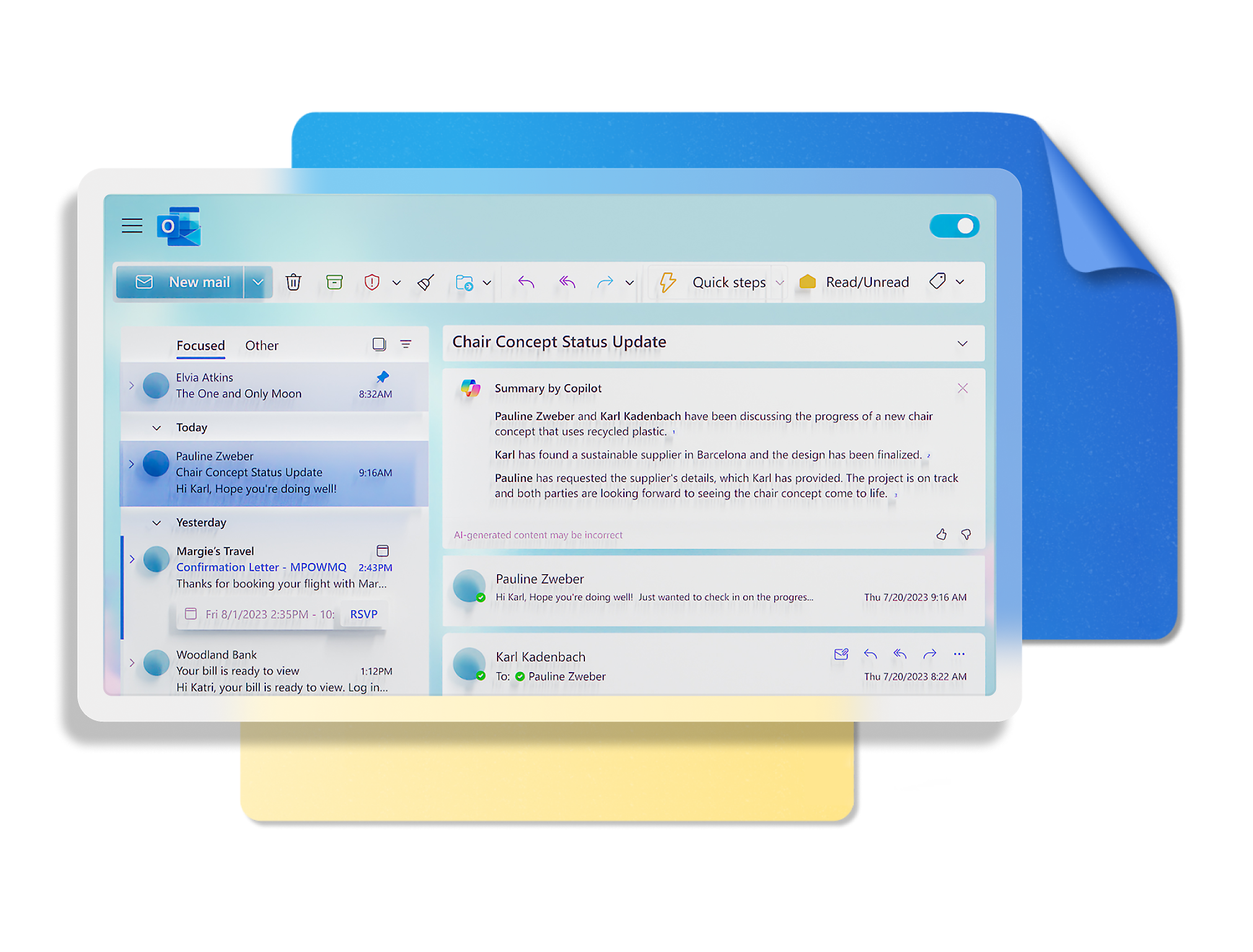 Captura de tela de um desktop mostrando uma caixa de entrada do Outlook
