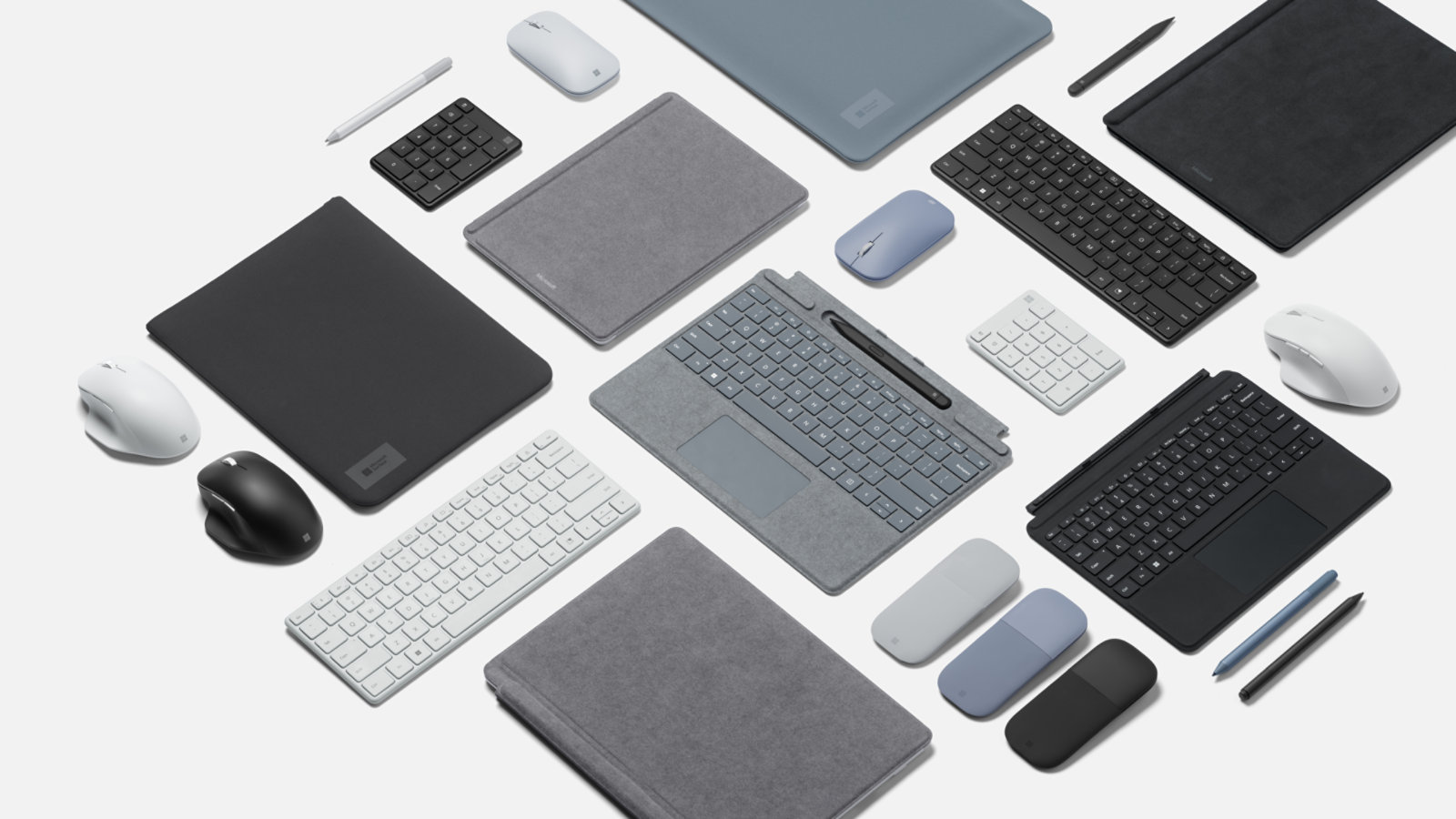A selection of Surface keyboards and mice available in Microsoft Store.