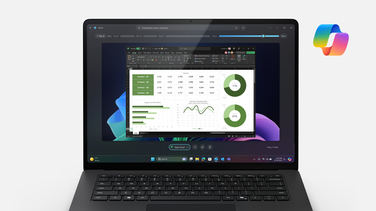 Copilot for Microsoft 365 creates data visuals in an Excel doc.
