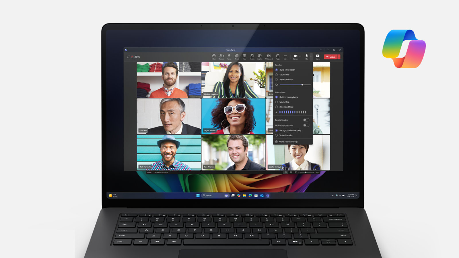 En presentasjon i en Microsoft Teams-samtale er fremmet av Copilot.