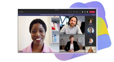 Una videollamada de Teams con un banner que indica a los participantes que la llamada se está grabando.