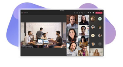 Una videollamada de Teams con un grupo en una sala de conferencia y los otros participantes conectados desde otras ubicaciones.
