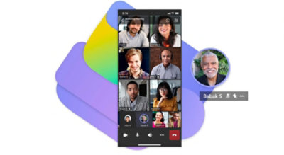 Eine Teams-Besprechung auf dem Mobilgerät, an der Personen per Audio und Video teilnehmen