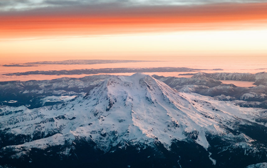Aerial view of Mt. Ranier.