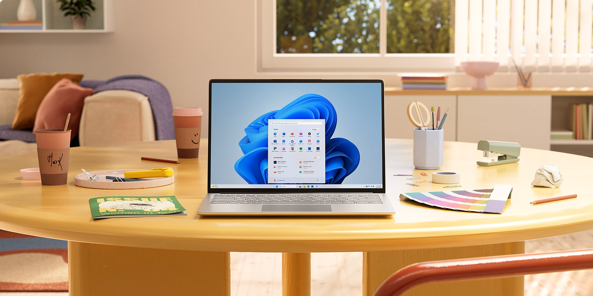 Image of a Windows laptop on a table 