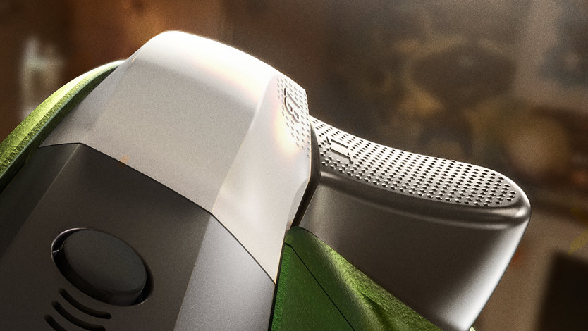 Close up of the trigger and bumper on the XBOX Wireless Controller X25 Special Edition