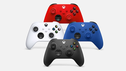 Punainen, valkoinen, sininen ja musta langaton Xbox-ohjain