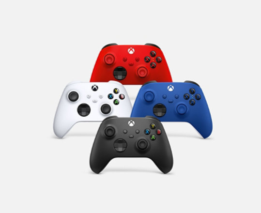Punainen, valkoinen, sininen ja musta langaton Xbox-ohjain