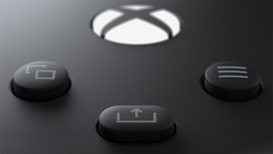 Close up of the Xbox Wireless controller share button.