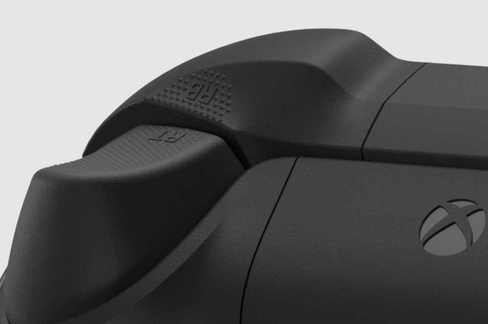 Close up of the Xbox Wireless controller texture triggers
