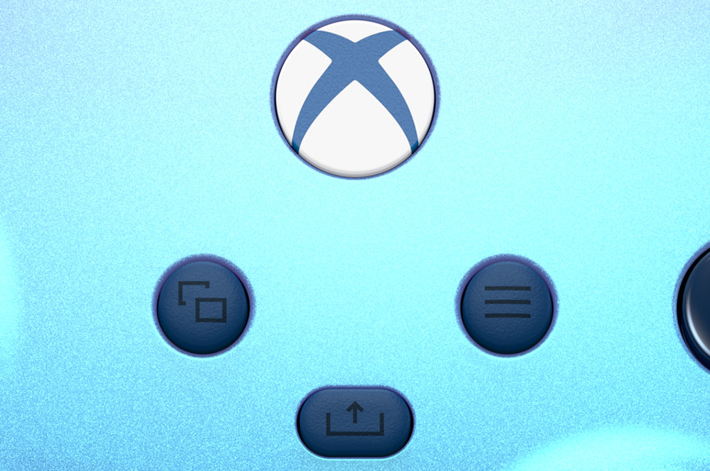 Gros plan du bouton de partage de la manette sans fil Xbox 