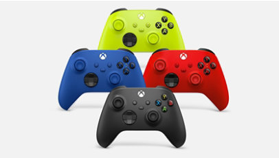 Manettes sans fil Xbox en différentes couleurs.