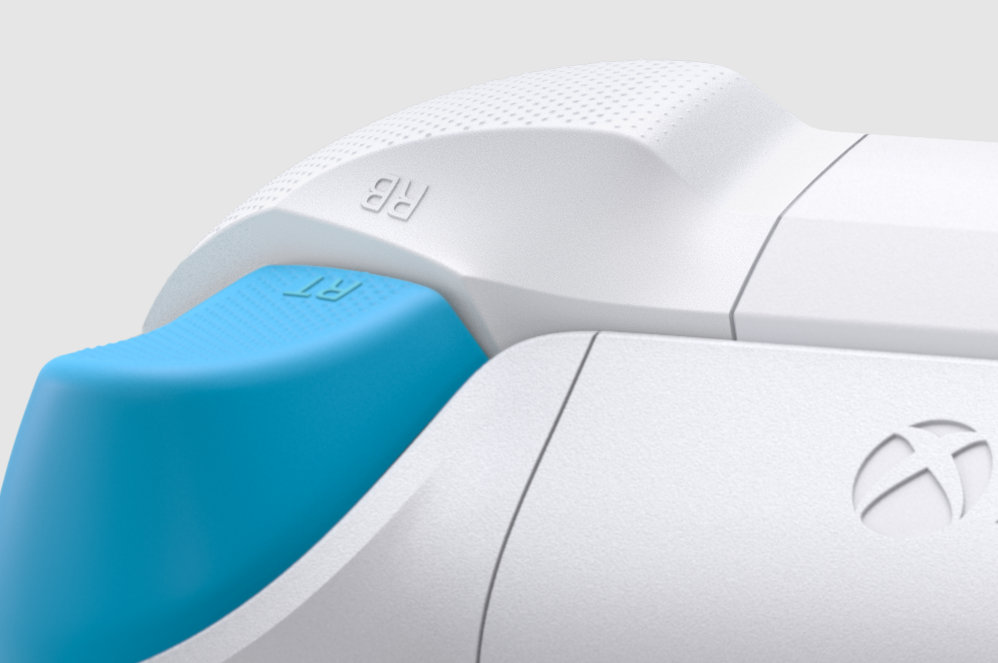 Close up of the Xbox Wireless controller textured triggers.