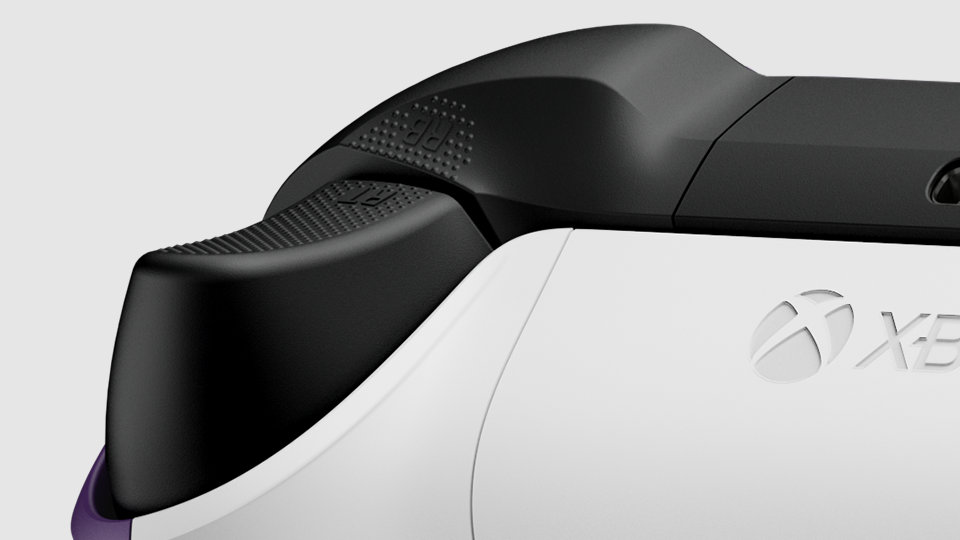 Close up of the rubberized grips on the Xbox Wireless Controller.