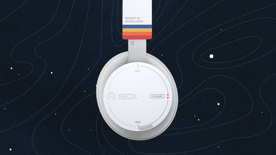 Side view of the Xbox Wireless Headset – Starfield Limited Edition with Constellation inspired insignia.