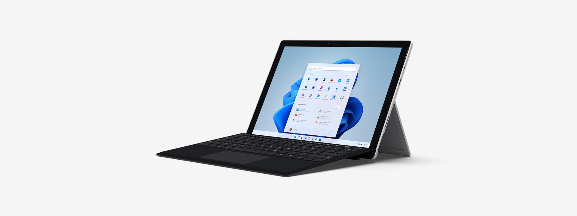 Surface Pro 7+ in laptop mode.