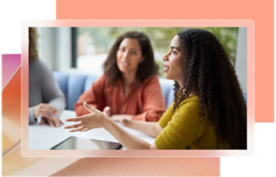 A woman talking to a man.