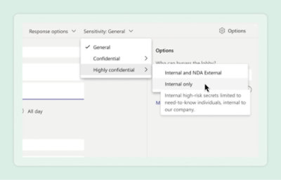 Screenshot of a software interface showing dropdown menus for setting sensitivity levels and access options