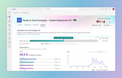 Dashboard displaying campaign metrics, including reach, engagement, unique viewers, and goal progress in a digital interface