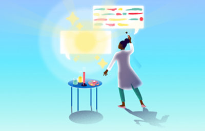 An animated image showing a person painting using multiple colors