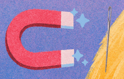 A animated image showing a magnet trying to attract a needle