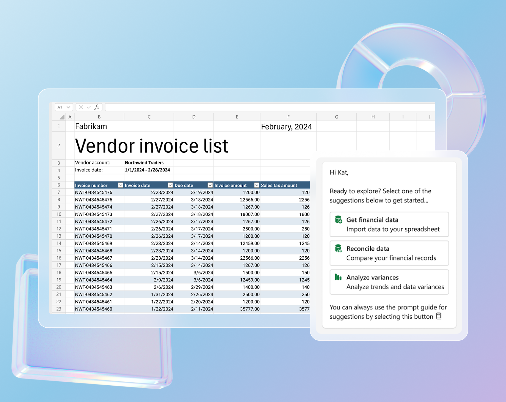 A close-up of a vendor invoice list