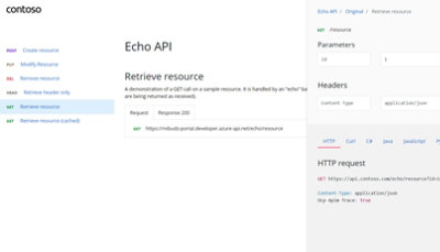 An Echo API retrieving a resource.