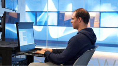 A person working at their desk