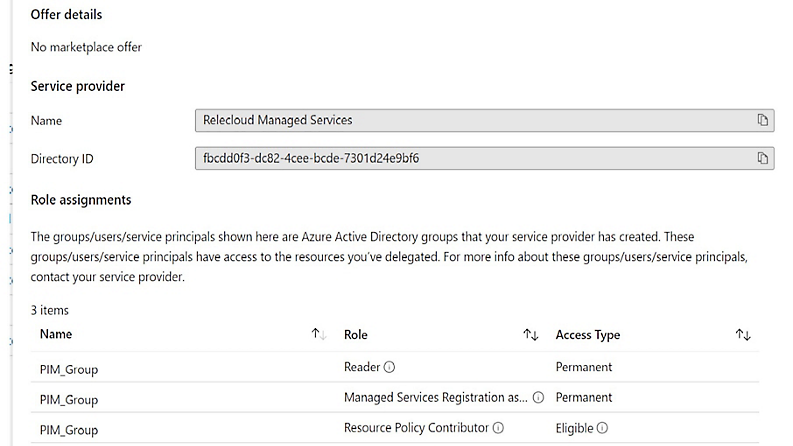 Service providers and role assignments in Azure