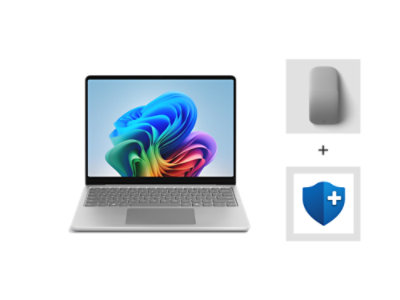 Surface Laptop Platine de 13 pouces avec Souris Arc Gris pâle et plan de protection.