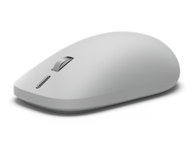 Widok myszy Surface (2. edycja) w kolorze platynowym z przodu z prawej.