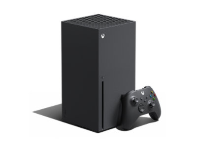 An angled view of XBOX Series X in Carbon Black.