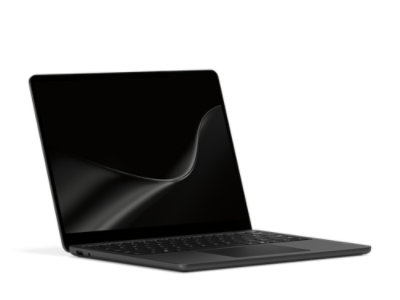 Vista em ângulo de um Surface Laptop para Empresas na cor Preto.