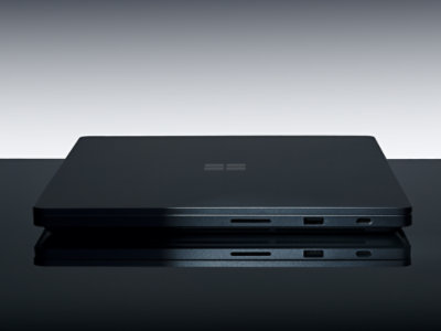Surface Ultra for Business in the color Nightfall, closed on a tabletop.
