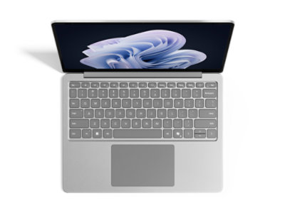 A top-down view of a 13-inch Surface Laptop in the color Platinum.