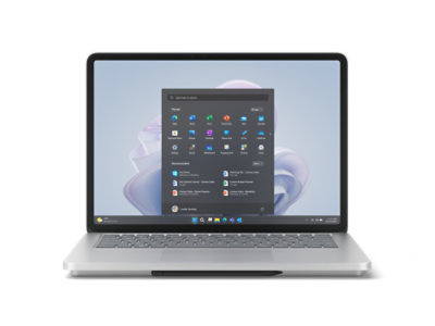 A Surface Laptop Studio 2 for Business in Laptop Mode.