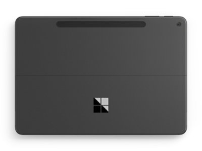 A top-down backside view of a Surface Pro for Business in the color Black.