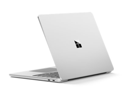 A back view of a 13-inch Surface Laptop for Business in the color Platinum.