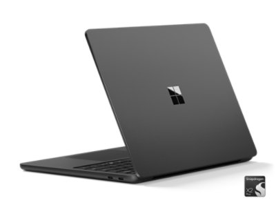 Vista traseira em ângulo de um Surface Laptop para Empresas na cor Preto.